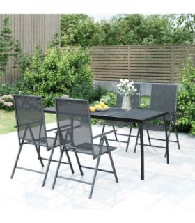 vidaXL Garden Dining Set | Anthracite | Steel | Medium | Height-Adjustable — Size: 165 cm table length