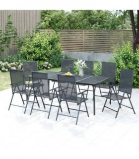 vidaXL Garden Dining Set | Anthracite | Powder-Coated Steel | Standard — Size: 200 cm table length