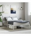 vidaXL Metal Bed Frame without Mattress with Headboard White 140x200cm — Size: 140 x 200 cm — V0671965424