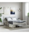 vidaXL Metal Bed Frame without Mattress with Footboard Whi — Size: 120 x 200 cm, Model: with headboard & footboard — V0671965425