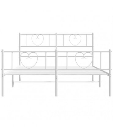 vidaXL Metal Bed Frame without Mattress with Footboard Whi — Size: 120 x 200 cm, Model: with headboard & footboard — V0671965425