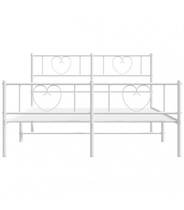 vidaXL Metal Bed Frame without Mattress with Footboard Whi — Size: 135 x 190 cm, Model: with headboard & footboard — V0671965428