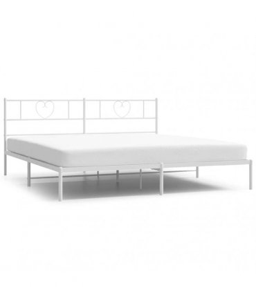 vidaXL Metal Bed Frame without Mattress with Headboard White 180x200cm — Size: 180 x 200 cm — V0671965429