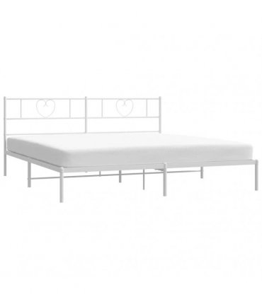 vidaXL Metal Bed Frame without Mattress with Headboard White 180x200cm — Size: 180 x 200 cm — V0671965429