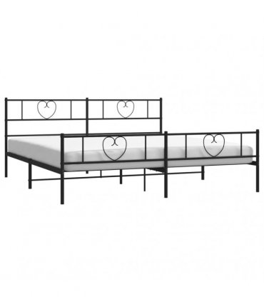vidaXL Metal Bed Frame without Mattress with Footboard Bla — Size: 180 x 200 cm, Model: with headboard & footboard — V0671965430