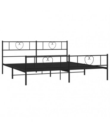 vidaXL Metal Bed Frame without Mattress with Footboard Bla — Size: 180 x 200 cm, Model: with headboard & footboard — V0671965430