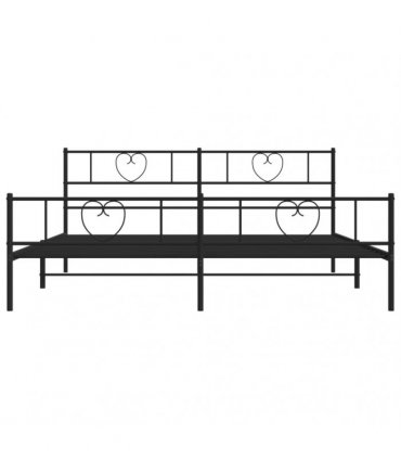 vidaXL Metal Bed Frame without Mattress with Footboard Bla — Size: 180 x 200 cm, Model: with headboard & footboard — V0671965430