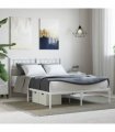 vidaXL Metal Bed Frame without Mattress with Headboard White 160x200cm — Size: 160 x 200 cm — V0671965437