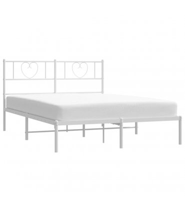 vidaXL Metal Bed Frame without Mattress with Headboard White 160x200cm — Size: 160 x 200 cm — V0671965437