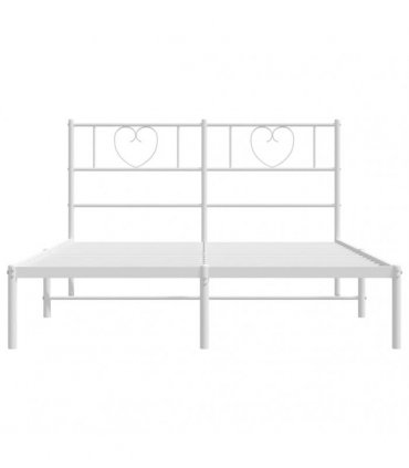 vidaXL Metal Bed Frame without Mattress with Headboard White 160x200cm — Size: 160 x 200 cm — V0671965437