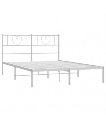 vidaXL Metal Bed Frame without Mattress with Headboard White 160x200cm — Size: 160 x 200 cm — V0671965437