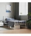 vidaXL Metal Bed Frame without Mattress with Footboard Whit — Size: 90 x 200 cm, Model: with headboard & footboard — V0671965438