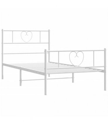 vidaXL Metal Bed Frame without Mattress with Footboard Whit — Size: 90 x 200 cm, Model: with headboard & footboard — V0671965438