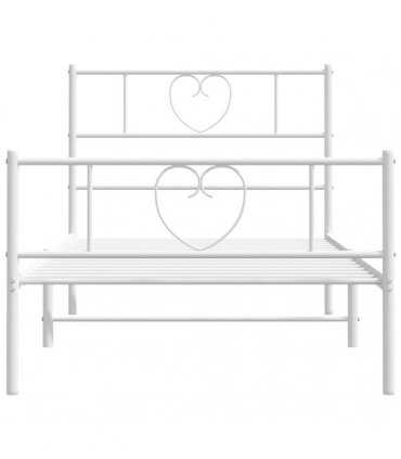 vidaXL Metal Bed Frame without Mattress with Footboard Whi — Size: 100 x 200 cm, Model: with headboard & footboard — V0671965441