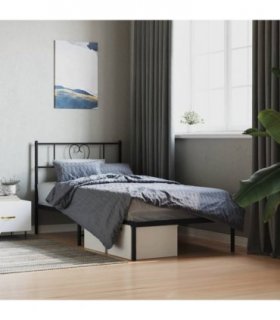 vidaXL Metal Bed Frame without Mattress with Headboard Black 80x200cm — Size: 80 x 200 cm — V0671965442