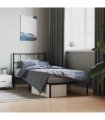 vidaXL Metal Bed Frame without Mattress with Headboard Black 80x200cm — Size: 80 x 200 cm — V0671965442