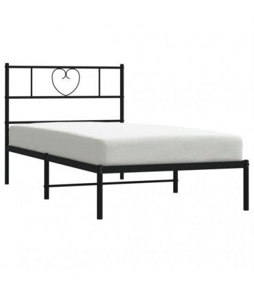 vidaXL Metal Bed Frame without Mattress with Headboard Black 80x200cm — Size: 80 x 200 cm — V0671965442
