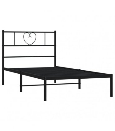 vidaXL Metal Bed Frame without Mattress with Headboard Black 80x200cm — Size: 80 x 200 cm — V0671965442