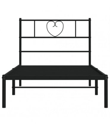 vidaXL Metal Bed Frame without Mattress with Headboard Black 80x200cm — Size: 80 x 200 cm — V0671965442