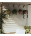 vidaXL Hanging Basket Brackets with Planters 4 pcs Black Steel — Size: Ø 30 x 52 cm