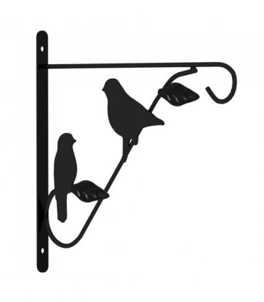 vidaXL Hanging Basket Brackets with Planters 4 pcs Black Steel — Size: Ø 40 x 63 cm