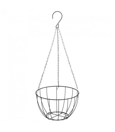 vidaXL Hanging Basket Brackets with Planters 4 pcs Black Steel — Size: Ø 40 x 63 cm