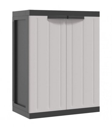 vidaXL Outdoor Storage Cabinet Grey and Black 65x37x85 cm PP — Size: 65 x 37 x 85 cm