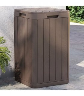 vidaXL Outdoor Garbage Bin Brown 38x38x65 cm PP