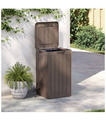 vidaXL Outdoor Garbage Bin Brown 38x38x65 cm PP