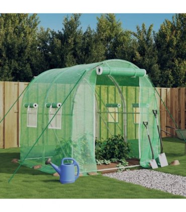 vidaXL Greenhouse with Steel Frame Green 4 m² 2x2x2 m — Size: 2 x 2 x 2 m