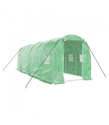 vidaXL Greenhouse with Steel Frame Green 12 m² 6x2x2 m — Size: 6 x 2 x 2 m