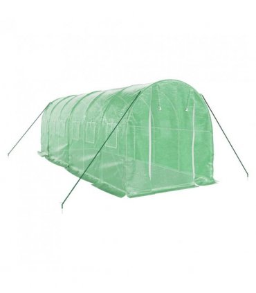 vidaXL Greenhouse with Steel Frame Green 12 m² 6x2x2 m — Size: 6 x 2 x 2 m