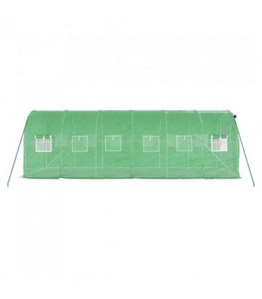 vidaXL Greenhouse with Steel Frame Green 12 m² 6x2x2 m — Size: 6 x 2 x 2 m