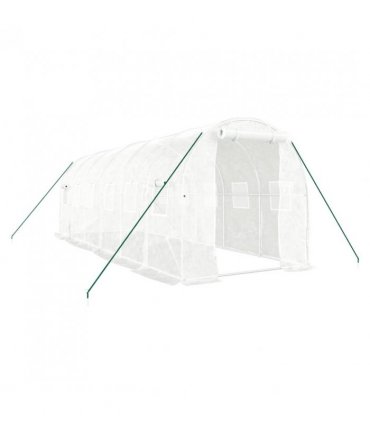 vidaXL Greenhouse with Steel Frame White 12 m² 6x2x2 m — Size: 6 x 2 x 2 m