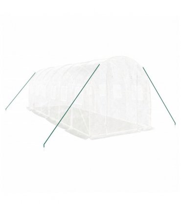 vidaXL Greenhouse with Steel Frame White 12 m² 6x2x2 m — Size: 6 x 2 x 2 m