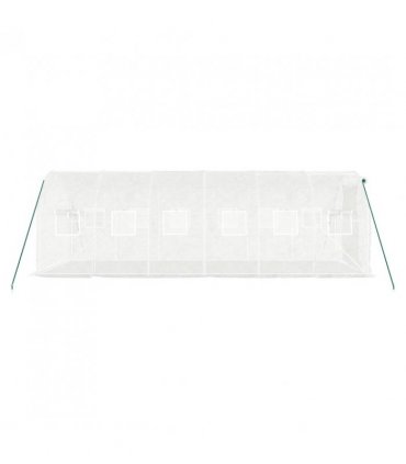 vidaXL Greenhouse with Steel Frame White 12 m² 6x2x2 m — Size: 6 x 2 x 2 m