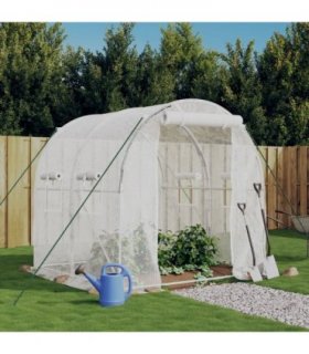 vidaXL Greenhouse with Steel Frame White 4 m² 2x2x2 m — Size: 2 x 2 x 2 m