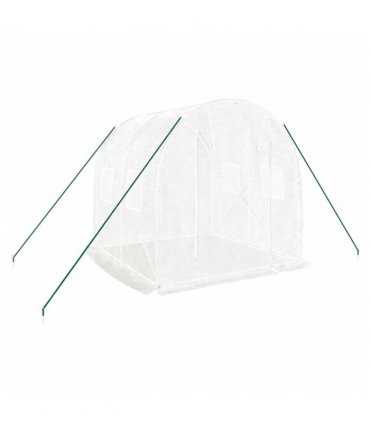 vidaXL Greenhouse with Steel Frame White 4 m² 2x2x2 m — Size: 2 x 2 x 2 m