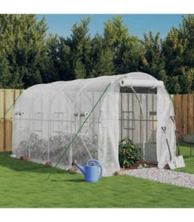 vidaXL Greenhouse with Steel Frame White 8 m² 4x2x2 m — Size: 4 x 2 x 2 m