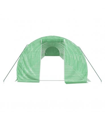 vidaXL Greenhouse with Steel Frame Green 54 m² 18x3x2 m — Size: 18 x 3 x 2 m
