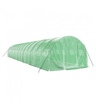 vidaXL Greenhouse with Steel Frame Green 42 m² 14x3x2 m — Size: 14 x 3 x 2 m
