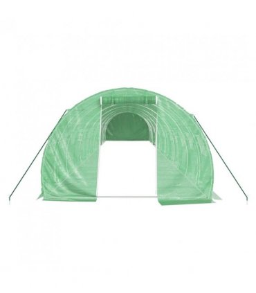 vidaXL Greenhouse with Steel Frame Green 42 m² 14x3x2 m — Size: 14 x 3 x 2 m