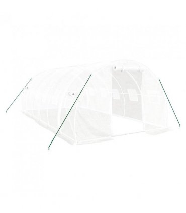 vidaXL Greenhouse with Steel Frame White 18 m² 6x3x2 m — Size: 6 x 3 x 2 m