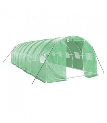 vidaXL Greenhouse with Steel Frame Green 24 m² 8x3x2 m — Size: 8 x 3 x 2 m
