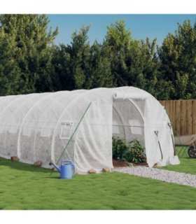 vidaXL Greenhouse with Steel Frame White 60 m² 20x3x2 m — Size: 20 x 3 x 2 m