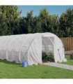 vidaXL Greenhouse with Steel Frame White 60 m² 20x3x2 m — Size: 20 x 3 x 2 m