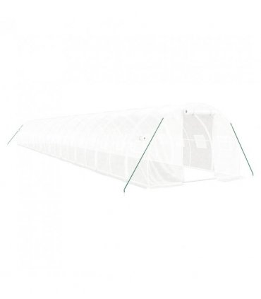 vidaXL Greenhouse with Steel Frame White 60 m² 20x3x2 m — Size: 20 x 3 x 2 m