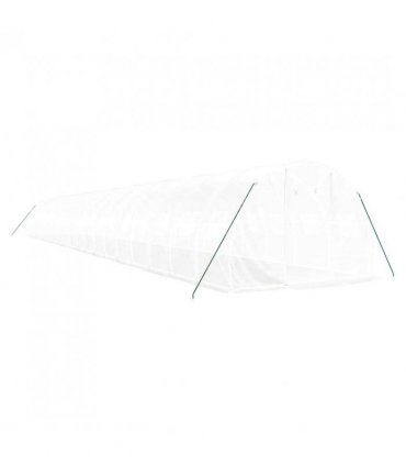 vidaXL Greenhouse with Steel Frame White 60 m² 20x3x2 m — Size: 20 x 3 x 2 m