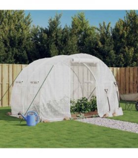 vidaXL Greenhouse with Steel Frame White 6 m² 3x2x2 m — Size: 3 x 2 x 2 m