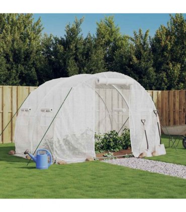 vidaXL Greenhouse with Steel Frame White 6 m² 3x2x2 m — Size: 3 x 2 x 2 m